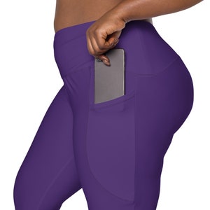 Solid Purple Leggings for Women, Stylish Workout Leggings, High Waist Plus Size Yoga Pant, Soft Stretchy Dark Royal Purple Gym Legging Gifts