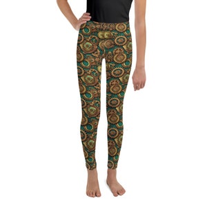 Machine Gears Printed Leggings for Kids/Youth, Unique Kids Tights, Children Leggings, All Over Print Soft Stretch Girls Leggings, Girls Gift