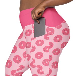 Donuts Junk Food Leggings for Women, Stylish Workout Leggings, High Waist Yoga Pants, Soft Stretchy Gym Leggings, Foodie Gift, Plus Size