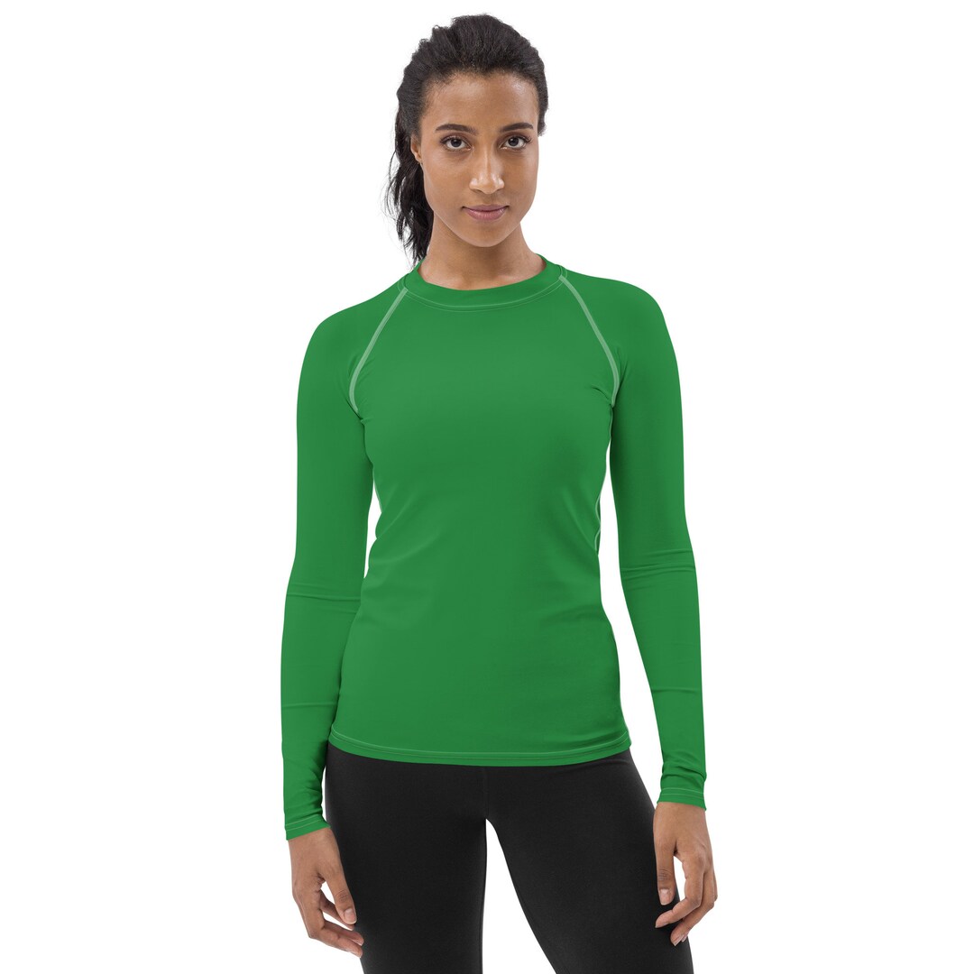Green Printed Rash Guard, Lucky Irish Rash Guard, Long Sleeve Yoga ...