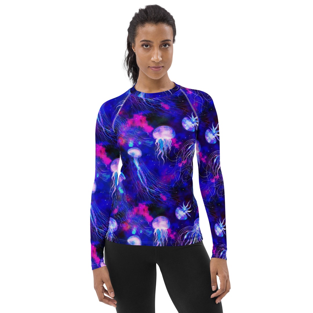Jellyfish Printed Rash Guard Ocean Rash Guard Long Sleeve Etsy