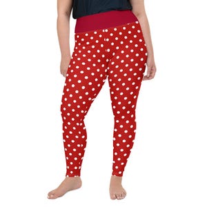 Polka Dot Printed Women Leggings, Gym Workout Exercise Fitness Leggings Oversized, All Over Print, Casual Wear, Activewear, Plus Size, Gift