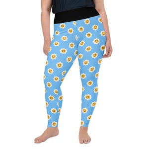 Sun in a Blue Sky Printed Women Leggings, Soft Comfy Gym Exercise Leggings, Unique Yoga Workout Pants, Women Activewear, Plus Size, Gift