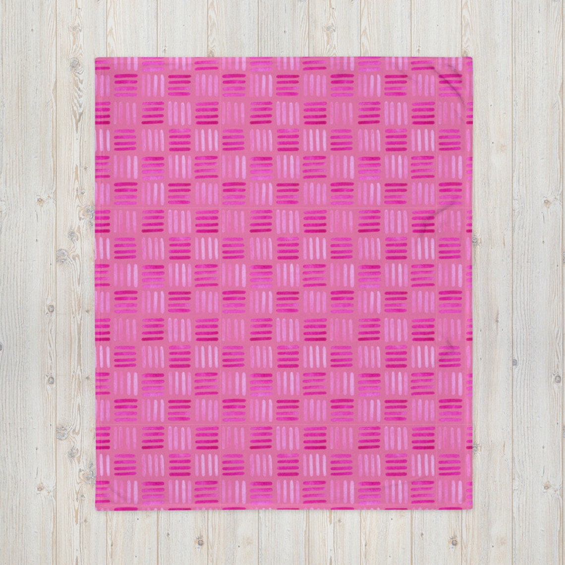 Pink Checkered Print Throw Blanket Checker Pattern Home Decor Etsy