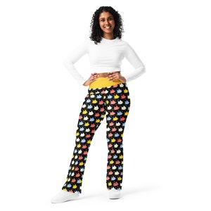 Kitty Cats Printed Flared Legging Pants for Women, Crazy Cat Lady Pants, Cat Owner Cat Mom Cat Lover Gift for Her, High Waist Kitten Legging