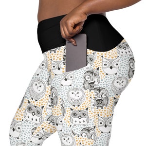 Owls Bird Print Leggings for Women, Stylish Workout Leggings, High Waist Yoga Pants, Soft Stretchy Gym Leggings, Owl Lover Gifts, Plus Size