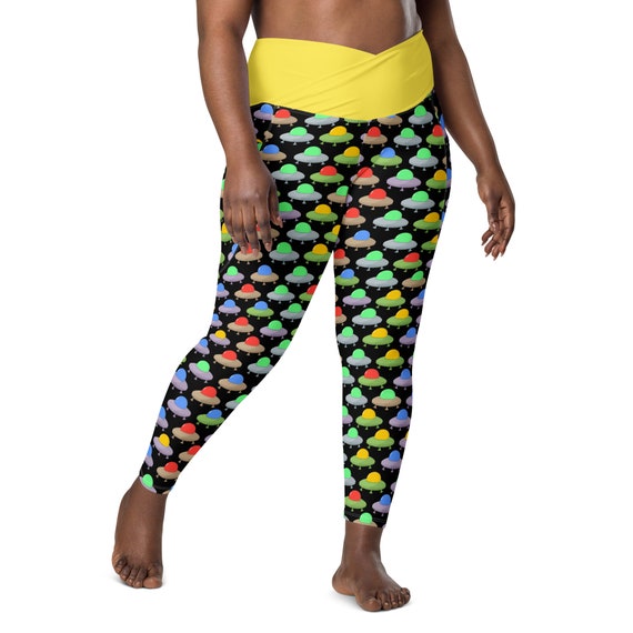 Aliens Ufos Leggings for Women, Plus Size Sci Fi Workout Leggings