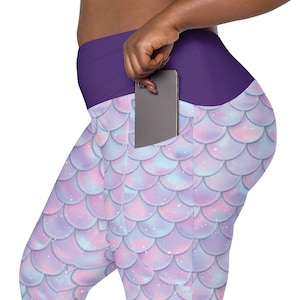Mermaid Scales Leggings for Women, Stylish Workout Leggings, Plus Size Sea Animal Yoga Pants, Soft Stretchy Gym Leggings,Nautical Ocean Gift