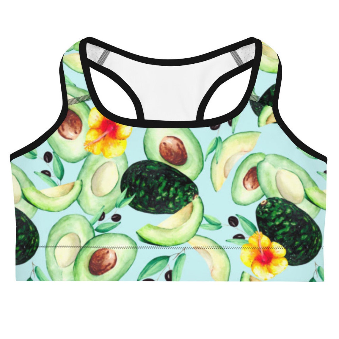 I Love Avocados Sports bra Food Printed Sports Bra Vegan | Etsy