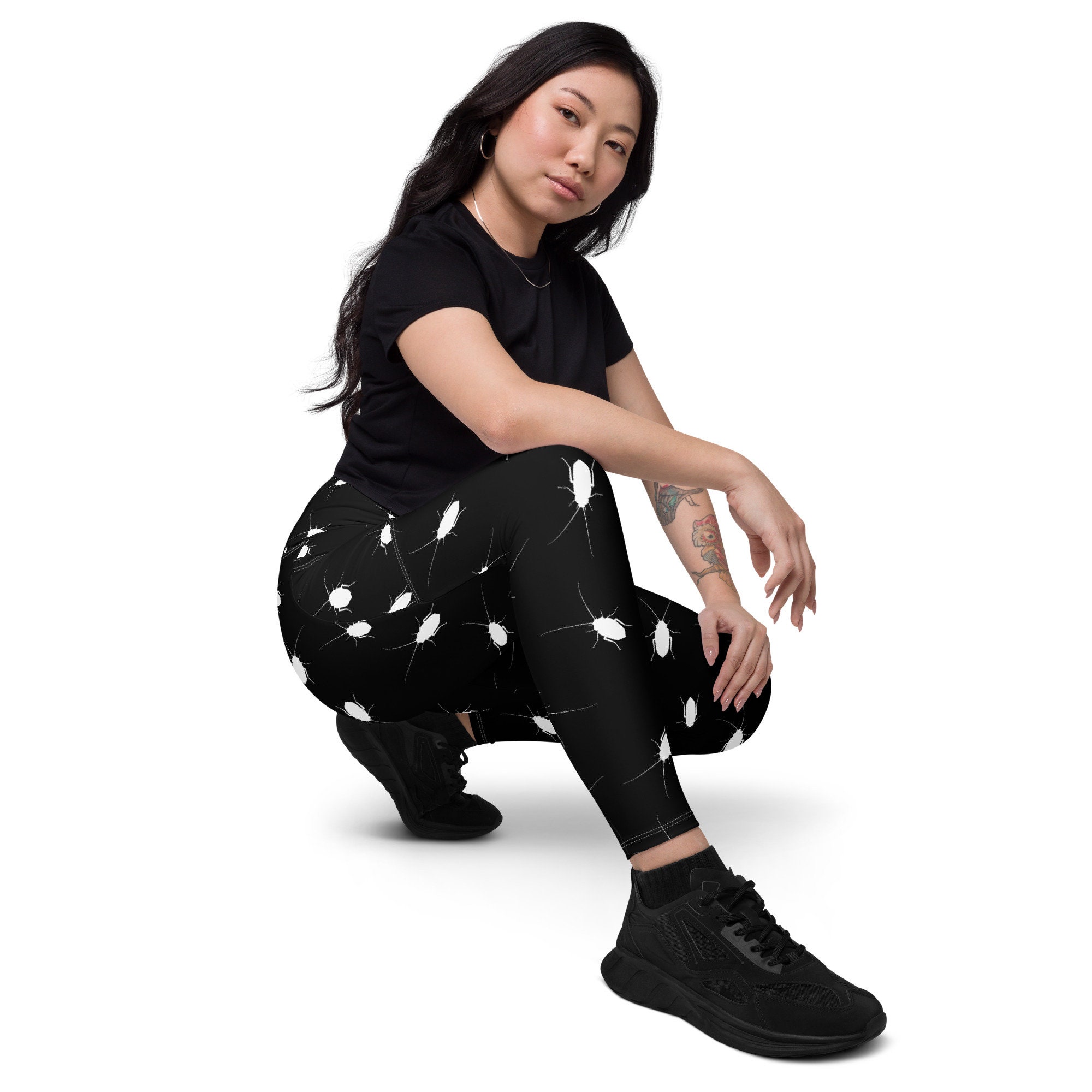 Creepy Crawly Cockroach Pattern Leggings, Disgusting Plus