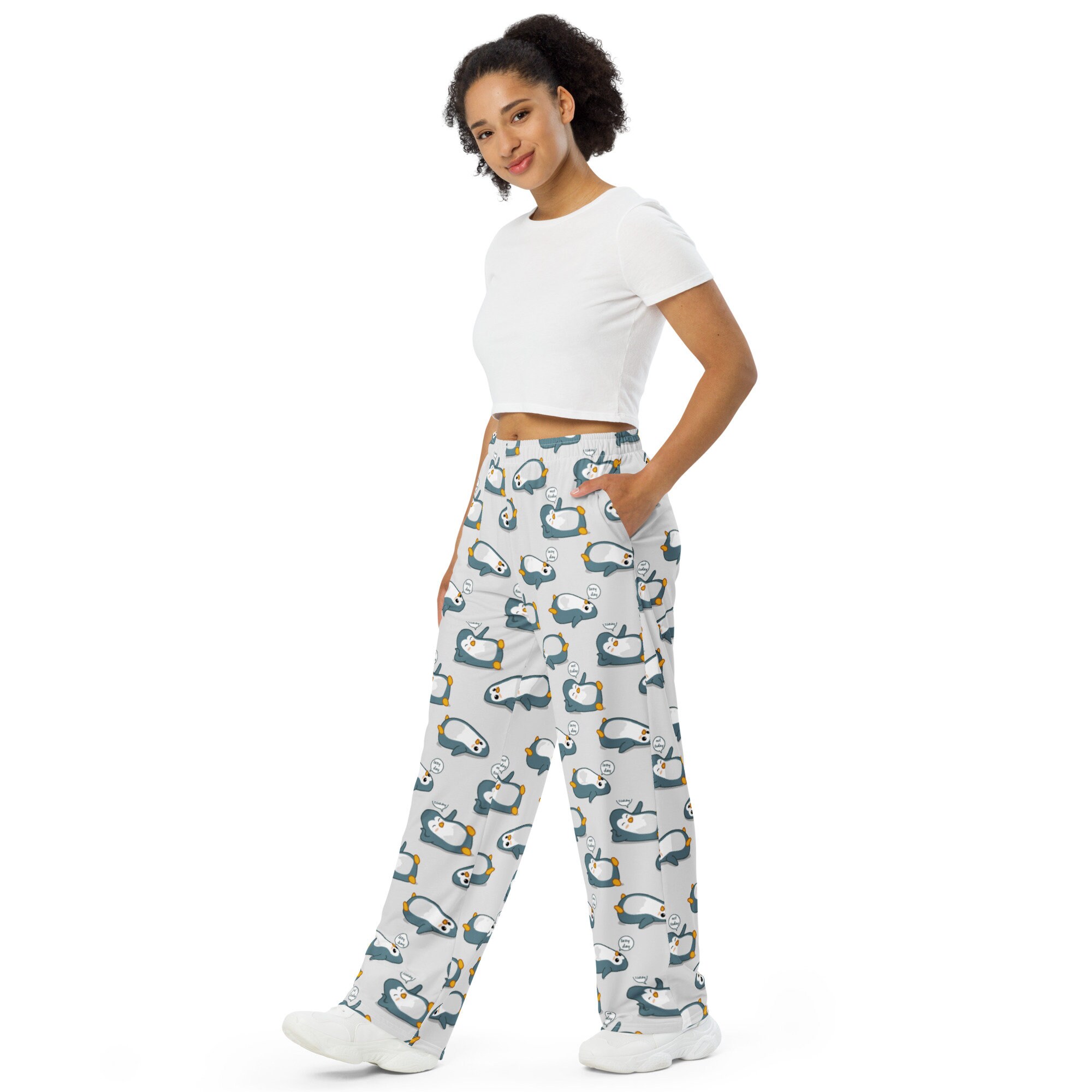 Penguins Patterned Unisex PJ Pants, Comfy Lounge Pants With
