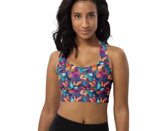 Butterflies Sports Bra, Insect Bugs Gym Bra, Women Activewear, Fitness Exercise Bra, All over Print Athletic Bra, Comfort Bra, Yoga Clothing