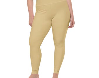 Solid Khaki Leggings for Women, High Waist Plus Size Gym Leggings, Fitness Workout Yoga Pants, Soft Exercise Running Leggings, Gym Gift