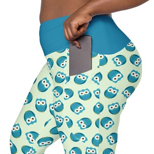 Owls Bird Print Leggings for Women, Stylish Workout Leggings, High Waist Yoga Pants, Soft Stretchy Gym Leggings, Owl Lover Gifts, Plus Size