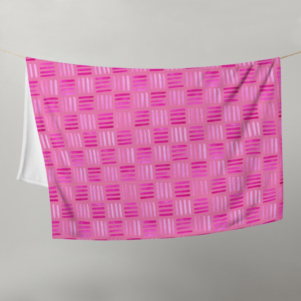 Pink Checkered Print Throw Blanket Checker Pattern Home Decor Etsy