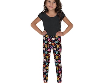 Kids Sugar Skulls Leggings, Girls Leggings, Toddler Leggings,Printed Birthday Leggings, Soft Stretch Leggings, Day of the Dead Gift for Kids