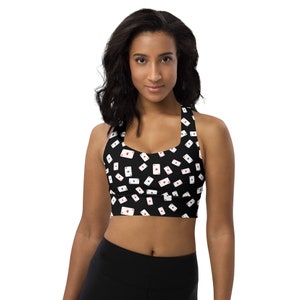 Playing Cards Pattern Sports Bra for Women, Poker Printed Women Bra, Training Bra, Exercise Bra, Yoga SSport Bra, Athletic Fitness Bra, Gift