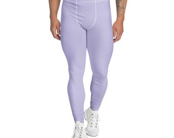 Solid Purple Printed Men's Leggings, Gym Workout Leggings, Exercise Fitness Leggings, All Over Print, Gym Wear, Activewear, Gifts for Him