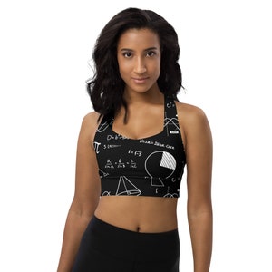 Math Nerd Sports Bra, Geometry Equations Printed Sports Bra, Women Sports Bra, Athletic Bra, Gym Workout Bra, Yoga Bra, Fitness Bra, Gifts