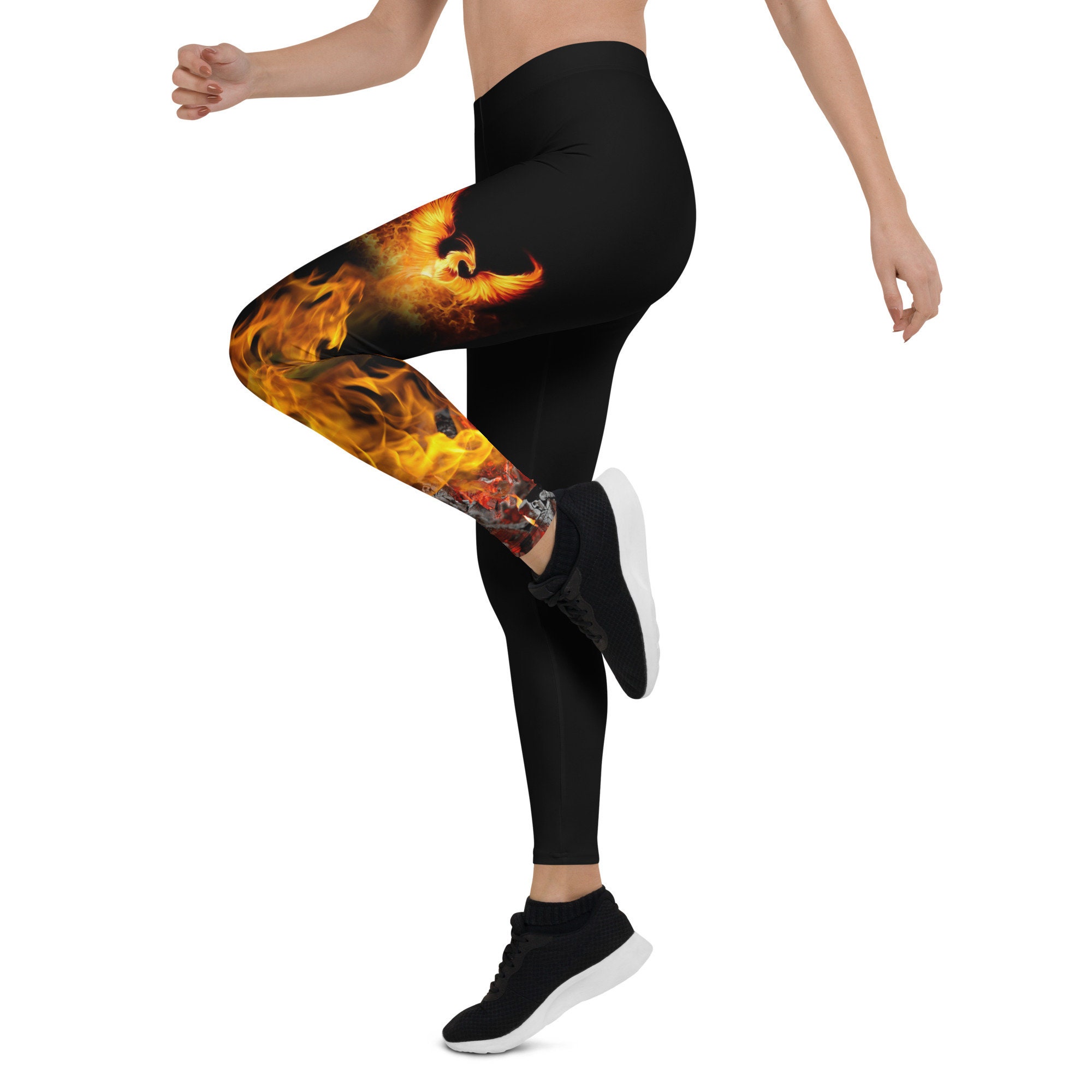 We Flame to Please Plus Size Leggings Fire Camping Flame Leggings Camp Fire  Hiking Swim Leggings 