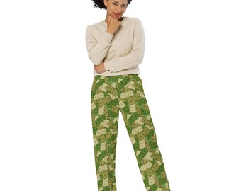 Money Benjamins Printed PJ Pants, Comfy Lounge Pants with Pockets, Elastic Waist Pant, All Over Print Pants, Cash Currency Pants,Unisex