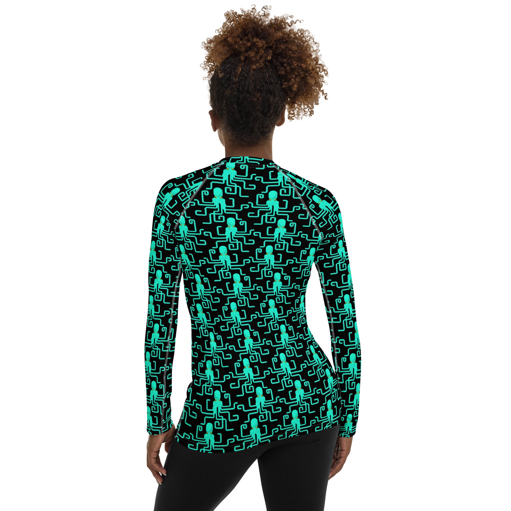 Octopus Printed Rash Guard Ocean Rash Guard Long Sleeve Yoga Etsy