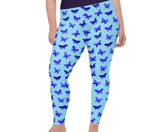 Butterfly Printed Women Leggings, Soft Comfy Gym Exercise Leggings, Yoga Workout Pants, Women Activewear, Plus Size, Butterflies Gifts