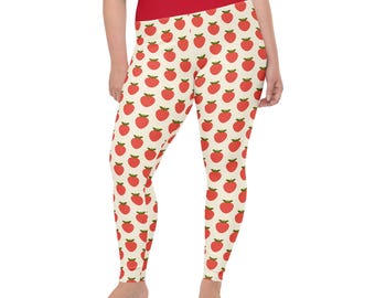 Strawberries Fruit Printed Women Leggings, Workout Fitness Leggings, Yoga Exercise Oversized Legging, All Over Print, Foodie Gift, Plus Size