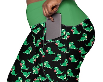 T-Rex Dino Leggings for Women, Stylish Workout Leggings, Plus Size High Waist Yoga Pants, Soft Stretchy Gym Leggings, Dino Lover T-Rex Gift