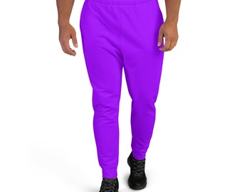 Solid Neon Purple Jogger Sweatpants Men, Bright Hot Purple Casual Lounge Pants, Workout Fitness Exercise Pants, Trendy Fashion Pants, Gifts