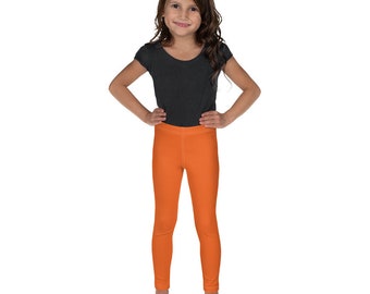 Solid Orange Kids Leggings, Festival Girls Leggings, Toddler Leggings, Birthday Party Leggings, Soft Stretch Leggings, Gift for Kids