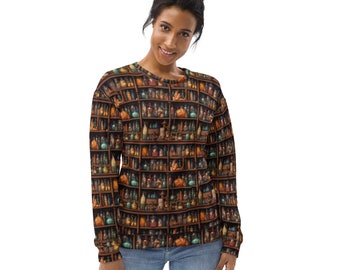 Fantasy Cabinet of Curiosity Magic Potions Printed Unisex Sweatshirt, Warm Cozy Comfy Pullover Sweatshirt, Trendy Crewneck Sweatshirt, Gifts