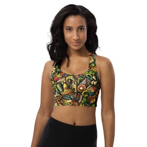 Cinco de Mayo Sports Bra for Women, Mexican Fiesta Print Women Bra, Training Bra, Exercise Bra, Yoga SSport Bra, Athletic Fitness Bra, Gifts