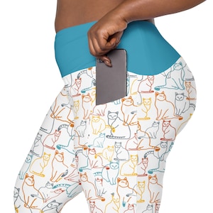 Cats Kitty Leggings Women, Kitty Leggings, Plus Size Leggings, Crazy Cat Lady, Cat Lover Cat Mom Gift, Cat tights,Yoga Workout Pant Leggings