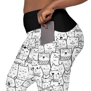 Cats Kitty Leggings Women, Kitty Leggings, Plus Size Leggings, Crazy Cat Lady, Cat Lover Cat Mom Gift, Cat tights,Yoga Workout Pant Leggings