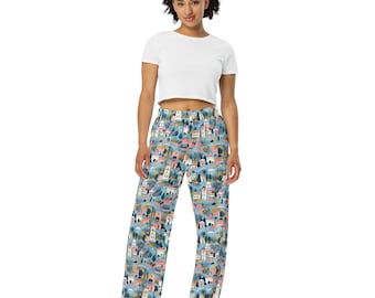 Pantalones PJ unisex estampados de City Streets, regalo de arquitecto planificador de la ciudad, pantalones de salón cómodos con bolsillos, pantalones de cintura elástica con estampado completo