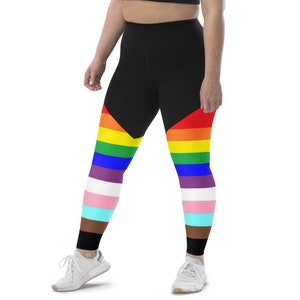 Lesbian Pride Leggings Sunset Flag High Waist Yoga Mid Waist