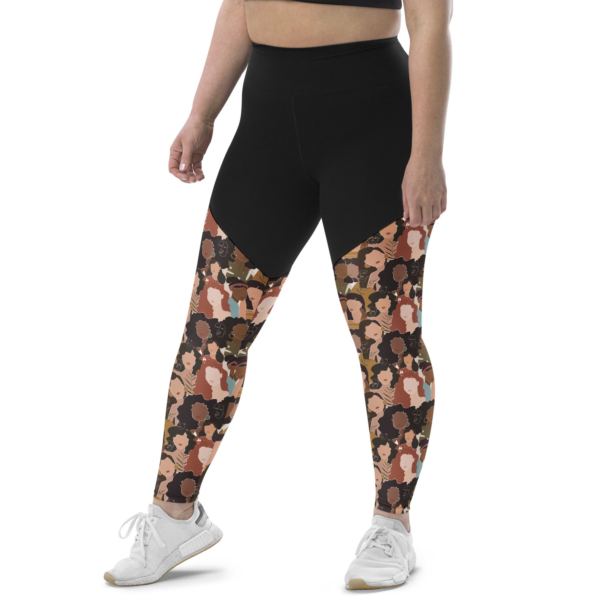 Ice Blue Sports Compression Leggings, Marble Abstract Pattern Gym