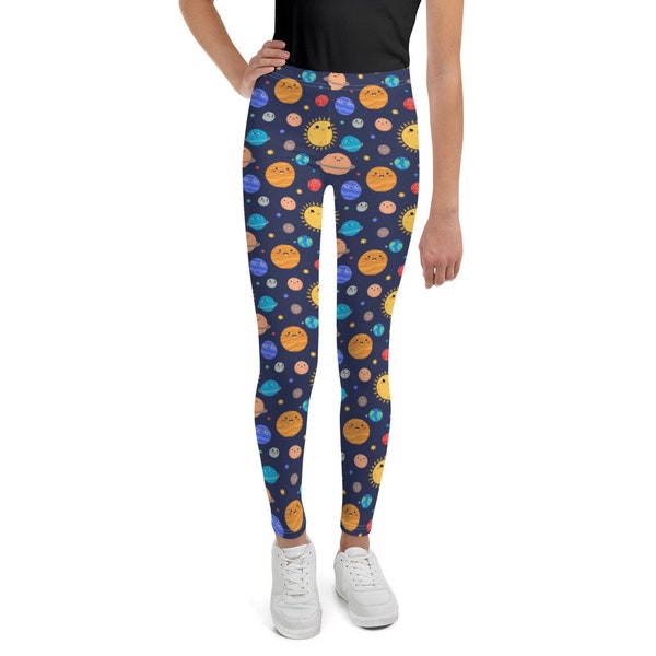 Outer Space Planets Youth Leggings, Girls Workout Leggings, Solar System Printed Leggings, Patterned Leggings, Casual Leggings, Youth Gifts