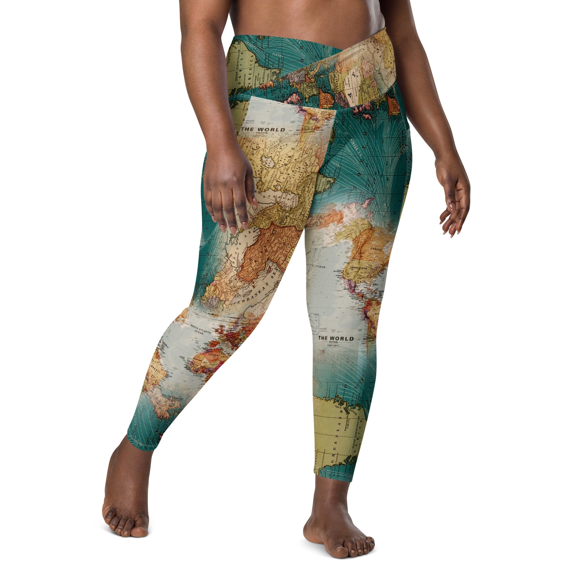 World Map Leggings Womens Leggings Map of the World Map Printed Leggings Geography Travel Leggings Yoga Workout Pants Plus Size Etsy UK