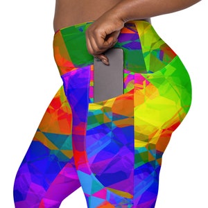 Vibrant Colorful Plus Size Leggings for Women, Unique Printed Leggings, Soft Stretch Leggings, Patterned Yoga Pants, Women Activewear Gift
