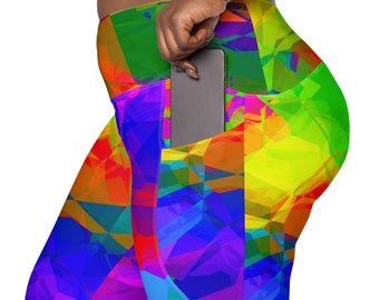 Vibrant Colorful Plus Size Leggings for Women, Unique Printed Leggings, Soft Stretch Leggings, Patterned Yoga Pants, Women Activewear Gift