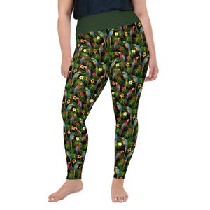 Parrots Printed Women Leggings, Parrot Lover Gift, All Over Print, Gym Workout Fitness Plus Size Leggings, Yoga Pants, Womens Activewear