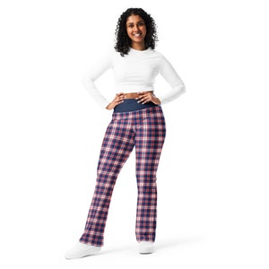 USA Flag Patriotic Printed Flared Legging Pants For Women, 4th of July Gift for Her, High-Waist Plus Size Leggings, Butt-Lifting Leggings