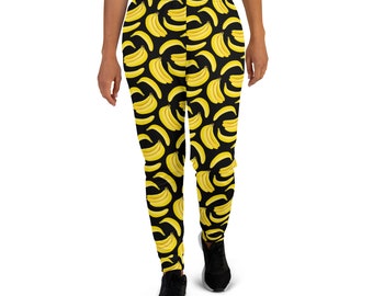 Go Bananas Fruit Printed Joggers, Foodie Jogger Sweatpants, Healthy Snack Food Joggers for Women, Yoga Pant Leggings, Foodie Vegan Gift