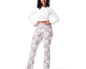 Kitty Cats Printed Flared Legging Pants for Women, Crazy Cat Lady Pants, Cat Owner Cat Mom Cat Lover Gift for Her, High Waist Kitten Legging