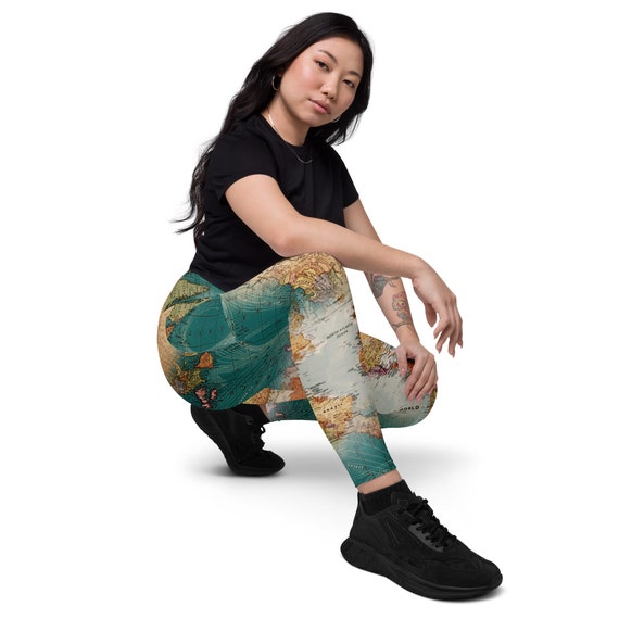 World Map Leggings Womens Leggings Map of the World Map Printed