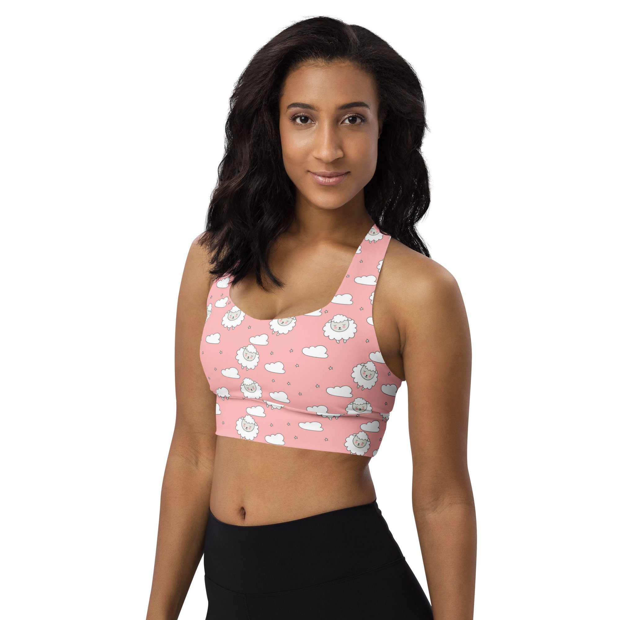 Sheep Printed Sports Bra, Sexy Sports Bra, Lamb Patterned Bra, All