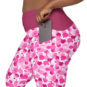Polka Dots Printed Leggings, All Over Print Soft Stretch Leggings with Pockets, High Waist Plus Size Leggings, Unique Comfy Leggings, Gifts