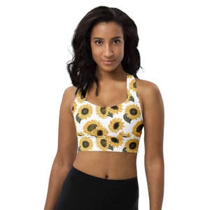 Sunflowers Sports Bra, Floral Printed Sports Bra, Women Sports Bra, Athletic Bra, Gym Workout Bra, Yoga Fitness Bra,Sunflowers Sportswear